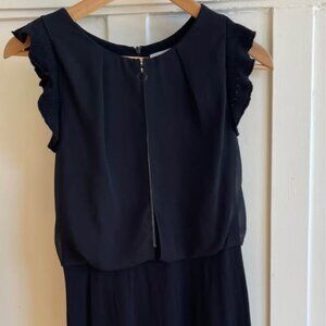 Sandro black dress crepe flutter sleeve size 2 / 34 - like new